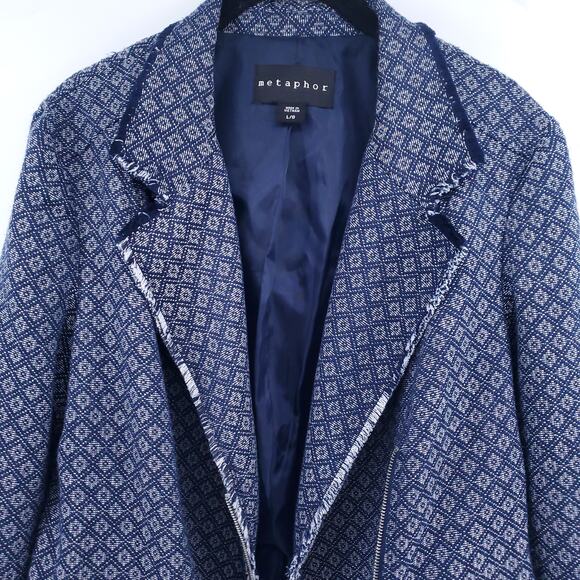 Metaphor Assymetrical Zip Up Raw Hemline 2 Zipper Front Pockets Lining Ripped| L - Picture 3 of 14